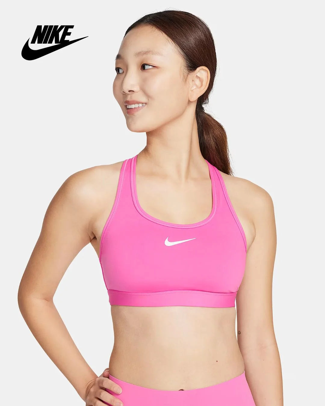 NIKE Swoosh Medium Support Women's Padded Sports Bra Playful Pink/White