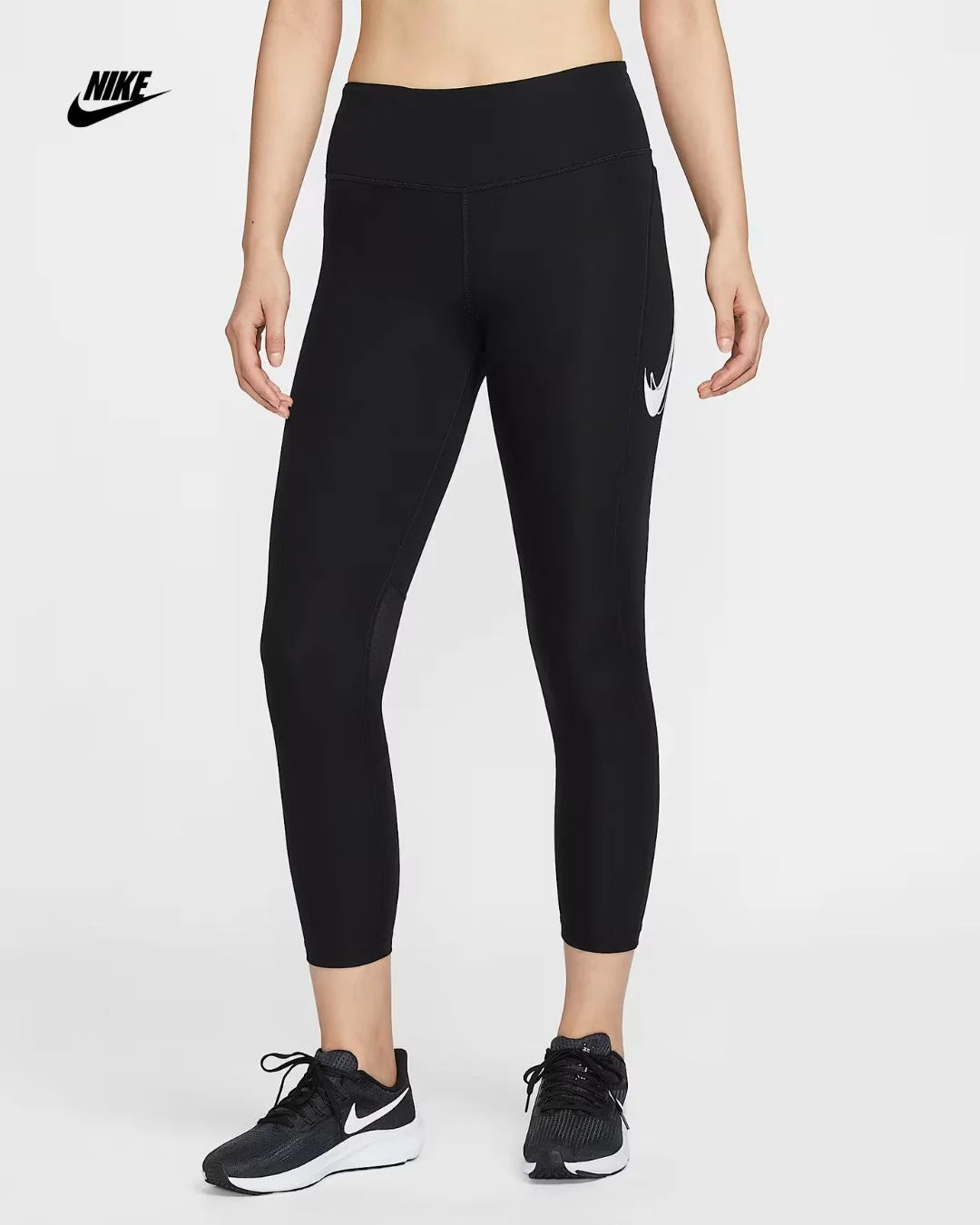 NIKE Fast Women's Mid-Rise 7/8 Leggings- Black S Black