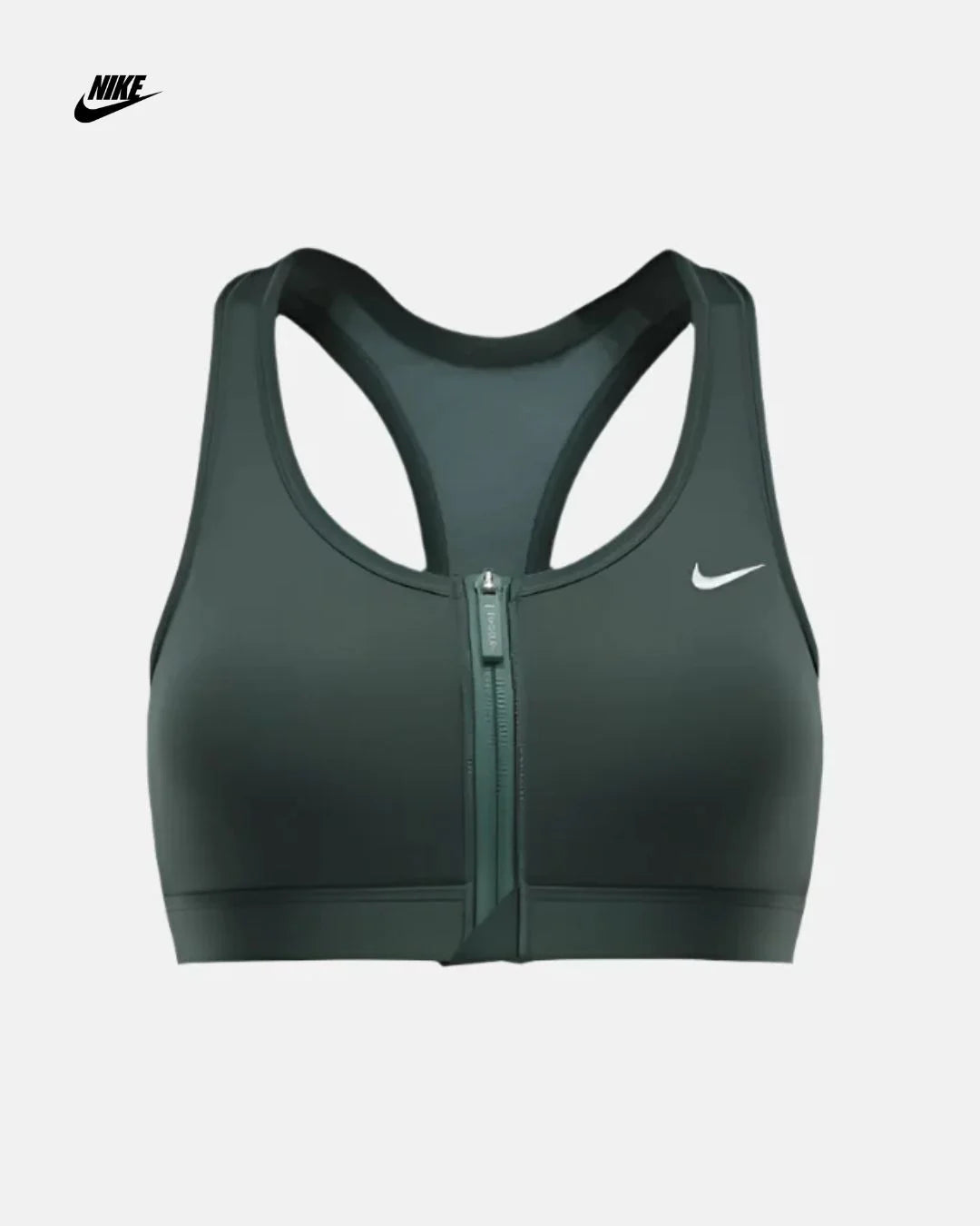NIKE Swoosh Front Zip Women's Medium Support Padded Sports Bra Vintage  Green/White Vintage Green/White S