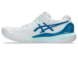 ASICS Gel Resolution 9 Women Tennis Shoes - White / Teal Blue