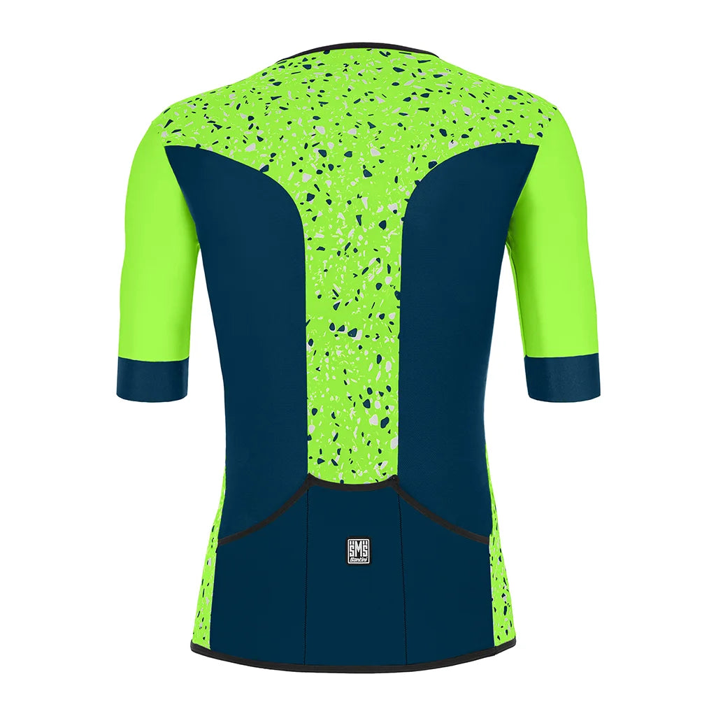 SANTINI Sleek Pietra Men's Triathlon Aero Florescent Green Jersey