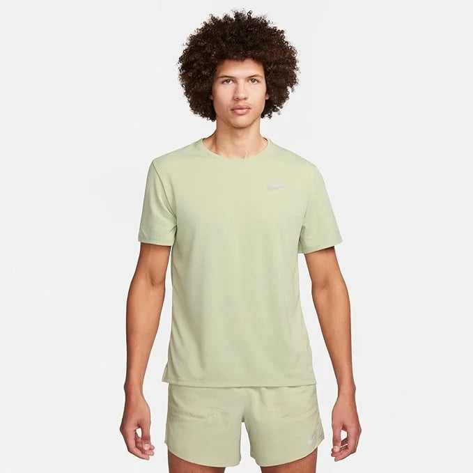 NIKE Dri-FIT UV Miler Men's Short-Sleeve Running Top - Sea Glass/Olive Aura/Htr/Reflective Silver