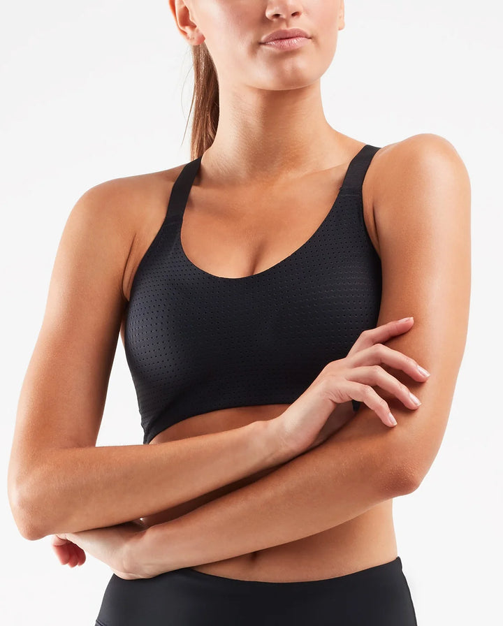 2XU Perform Perforated Sports Bra - Black / Black