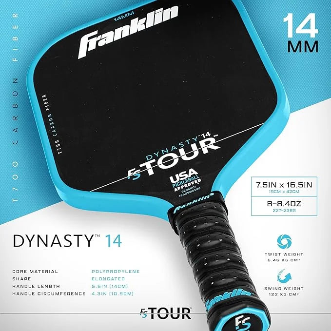 FRANKLIN FS Tour Dynasty 14 Carbon Pickleball Paddle on triQUIP Sports