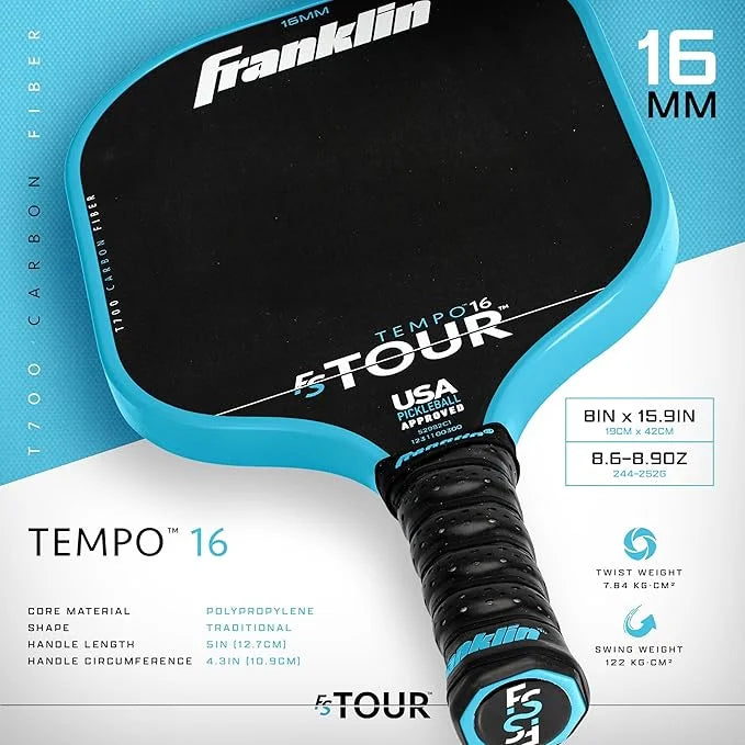 FRANKLIN FS Tour Tempo 16 Carbon Pickleball Paddle on triQUIP Sports