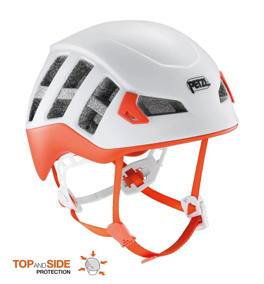 PETZL Meteor Lightweight Climbing & Mountaineering Helmet - White/Red on triQUIP Sports