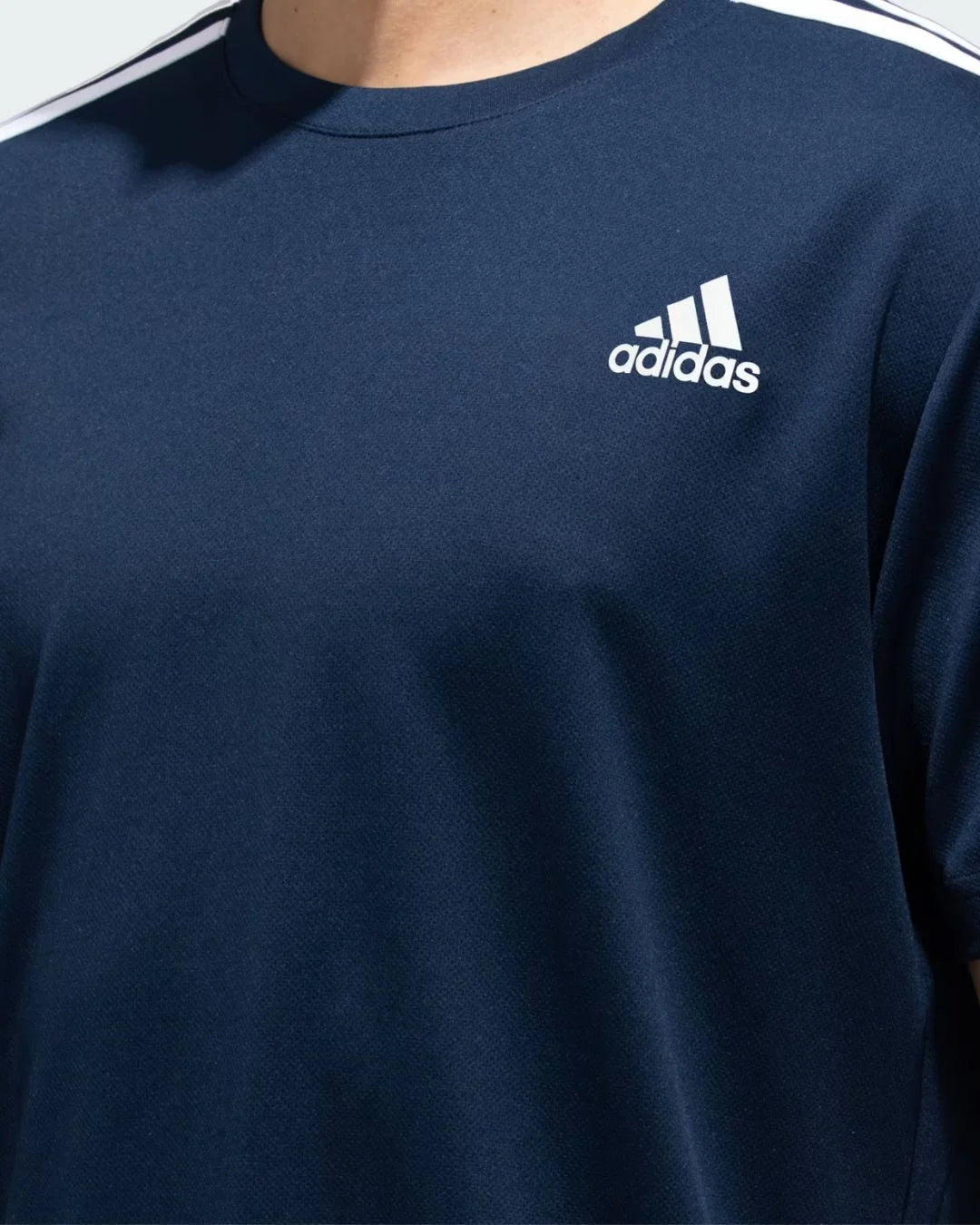 ADIDAS sporty men round neck 3-stripes tee on triQUIP sports