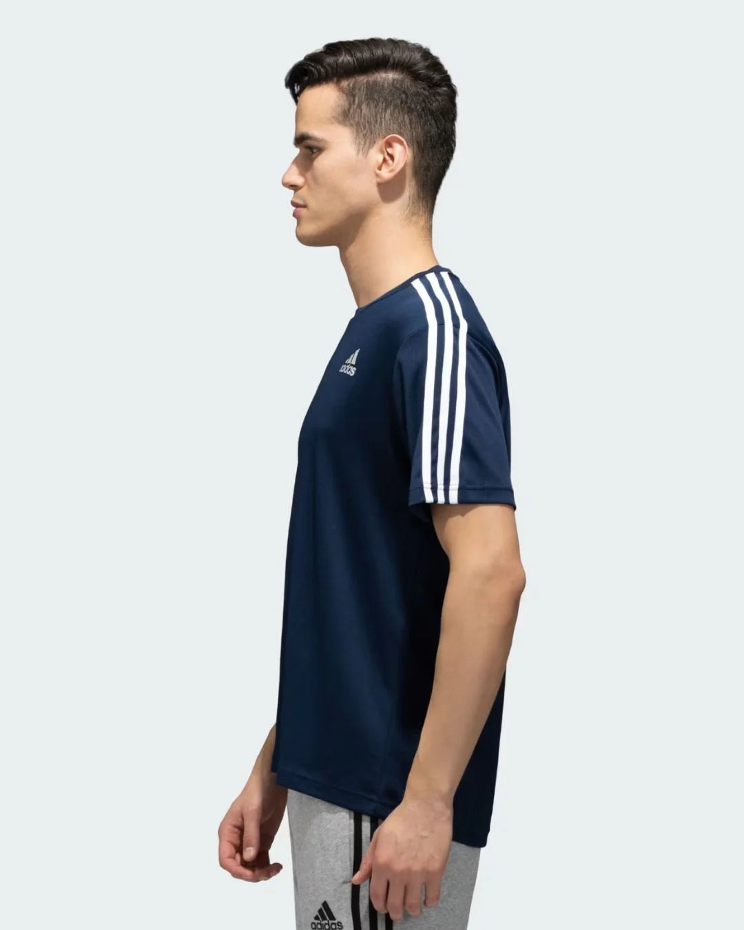ADIDAS sporty men round neck 3-stripes tee on triQUIP sports