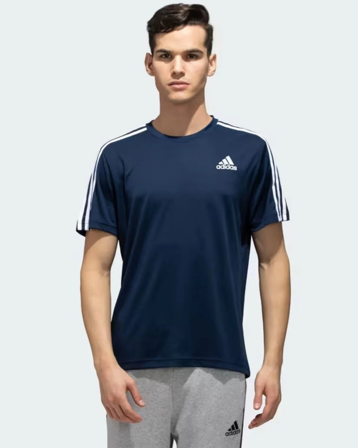 ADIDAS sporty men round neck 3-stripes tee on triQUIP sports