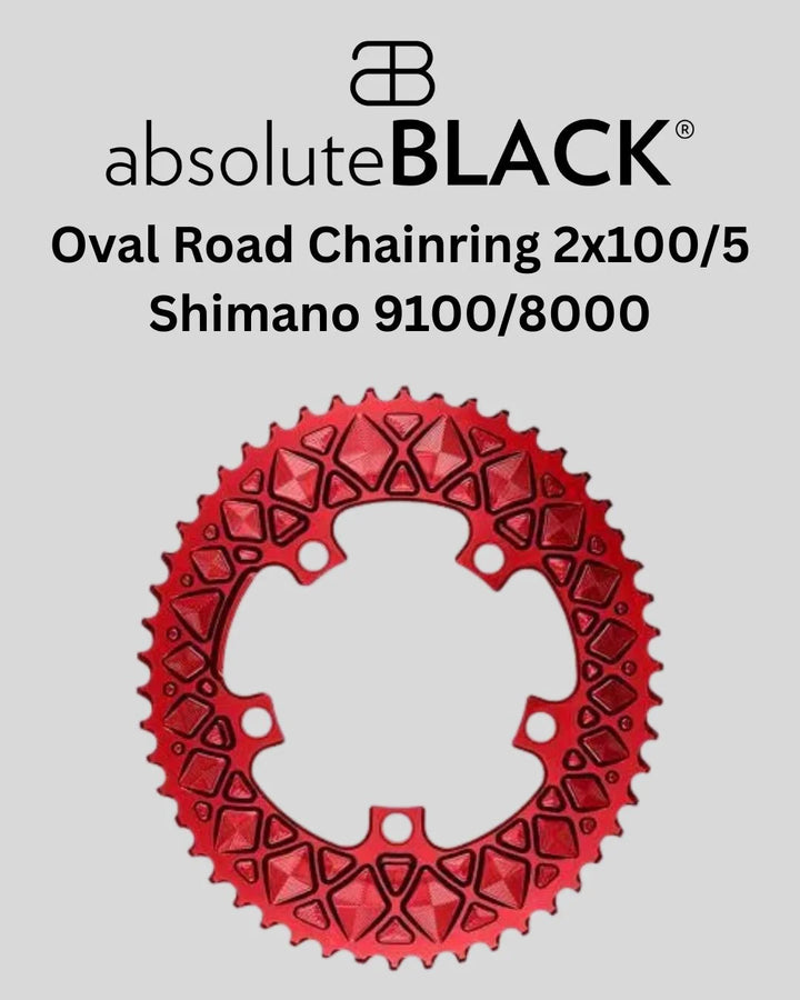 ABSOLUTE BLACK Oval Road Chain Ring 2X 110/5 Shimano on triQUIP Sports