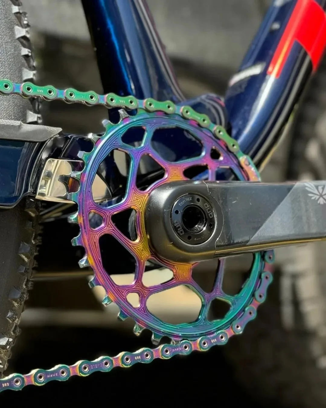 ABSOLUTE BLACK Oval Road Chain Ring 2X 110/4 Shimano 9100/8000 (50T/52T/53T) - Rainbow on triQUIP Sports