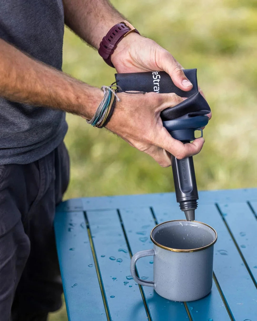 LIFESTRAW Peak Series Collapsible Squeeze 650ml Bottle With Filter on triQUIP Sports