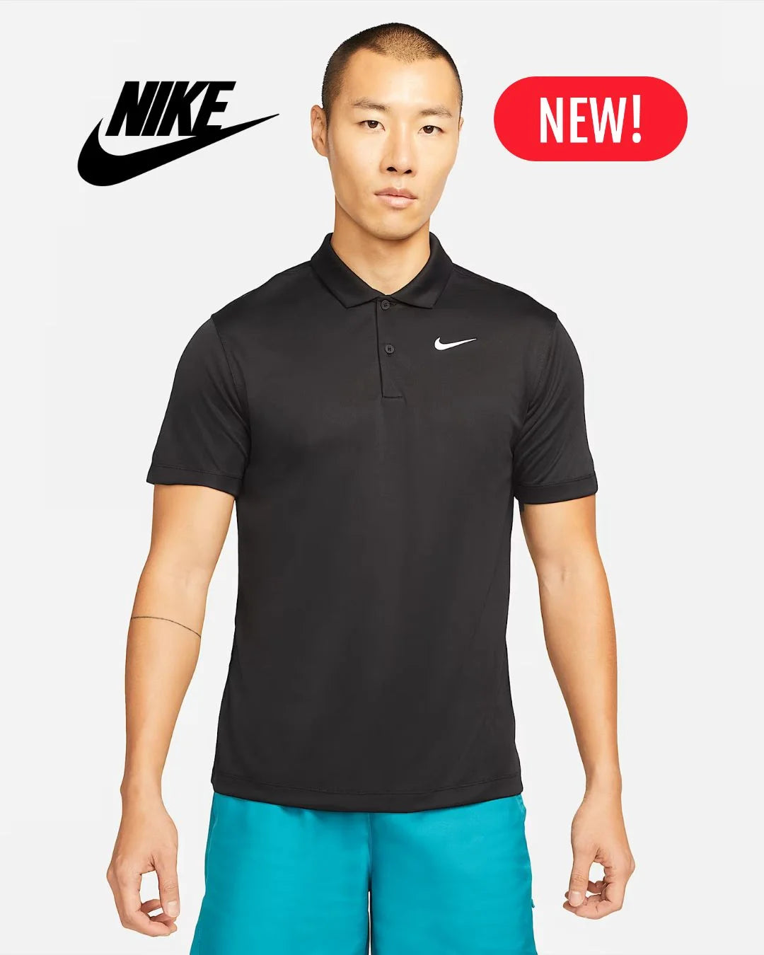 NIKE Court Dri-Fit Men's Tennis Polo - Black/White on triQUIP Sports
