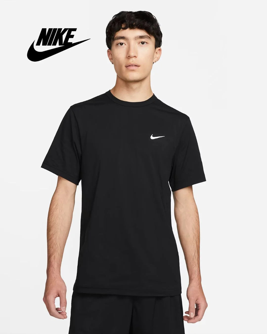 NIKE Dri-FIT UV Hyverse Men's Short-Sleeve Fitness Jersey - Black/White on triQUIP Sports