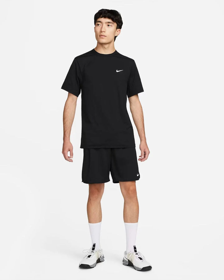 NIKE Dri-FIT UV Hyverse Men's Short-Sleeve Fitness Jersey - Black/White on triQUIP Sports