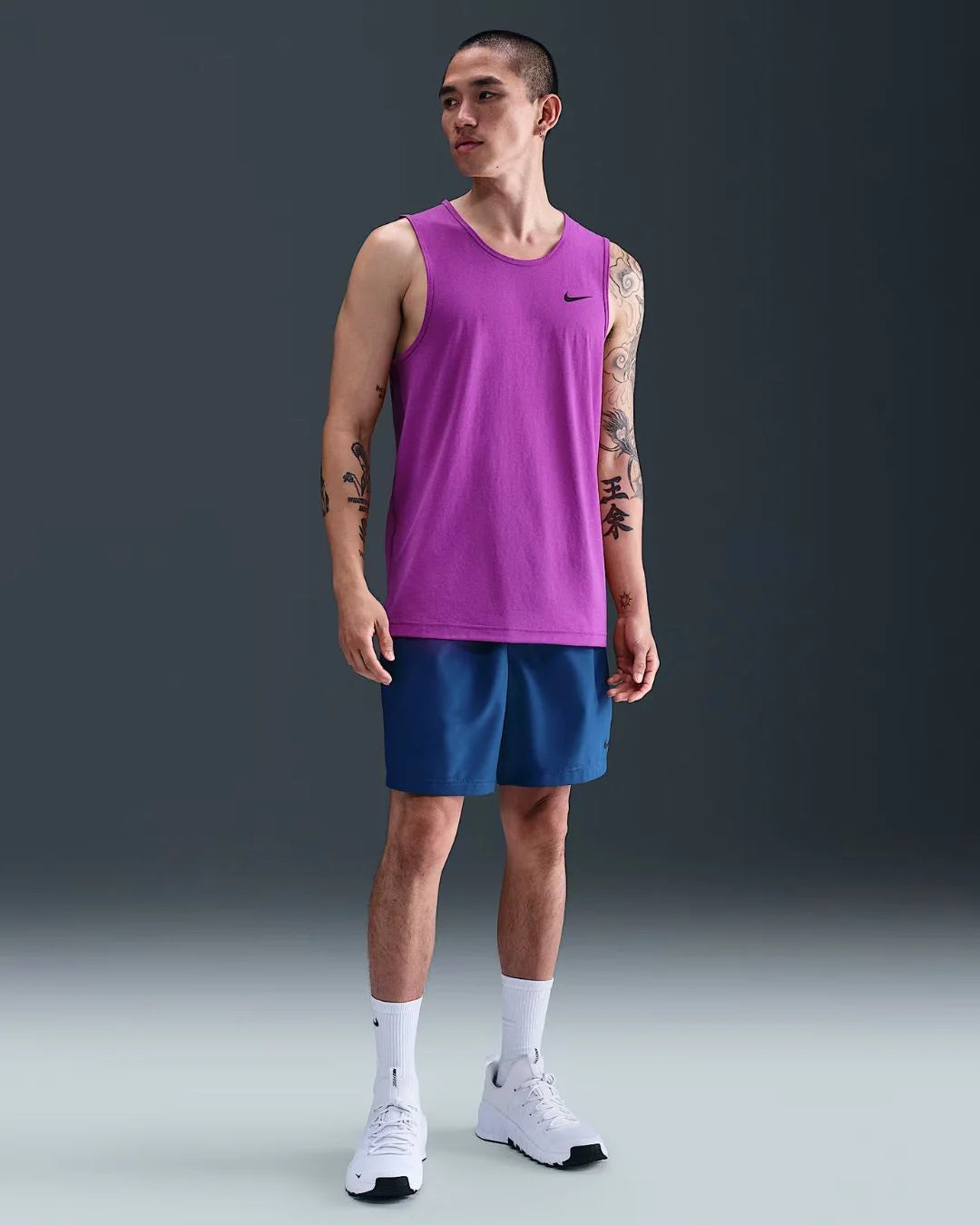 NIKE Dri-FIT Hyverse Men's Sleeveless Fitness Tank Top - Vivid Purple/Black on triQUIP Sports