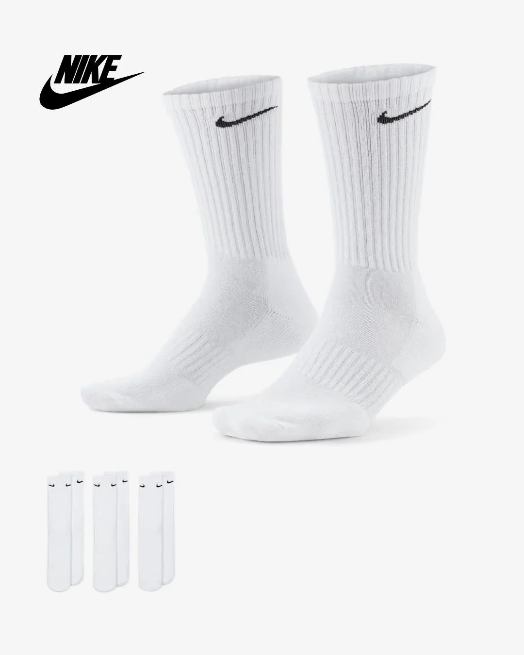 NIKE Everyday Cushioned Training Crew Socks (3 Pairs) on triQUIP Sports