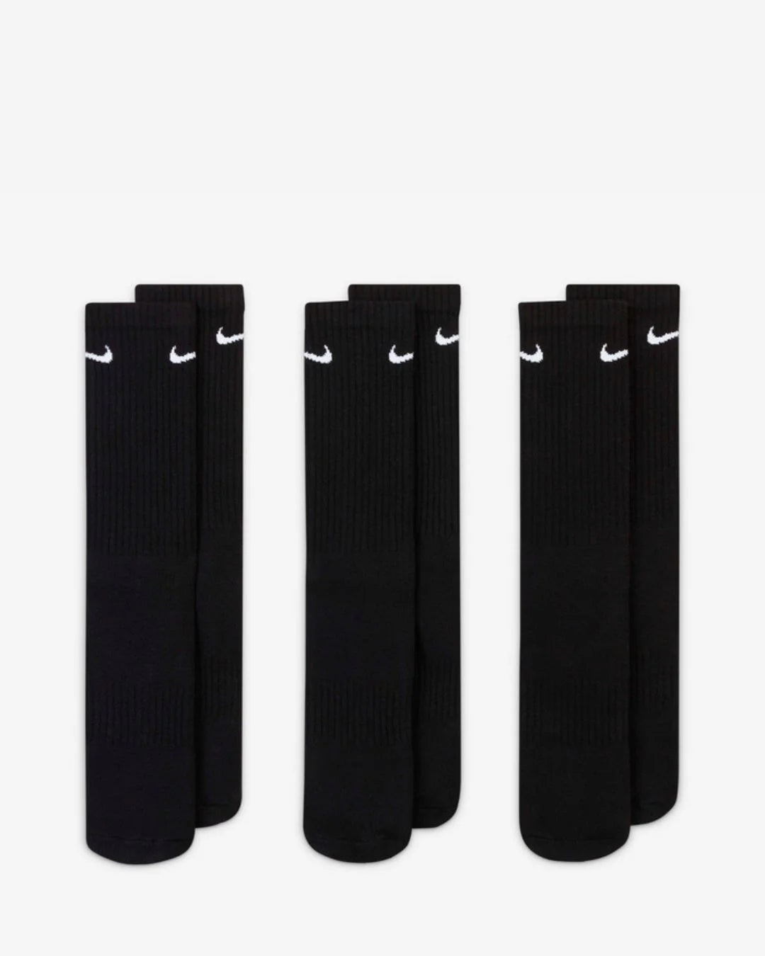 NIKE Everyday Cushioned Training Crew Socks (3 Pairs) - Black/White on triQUIP Sports