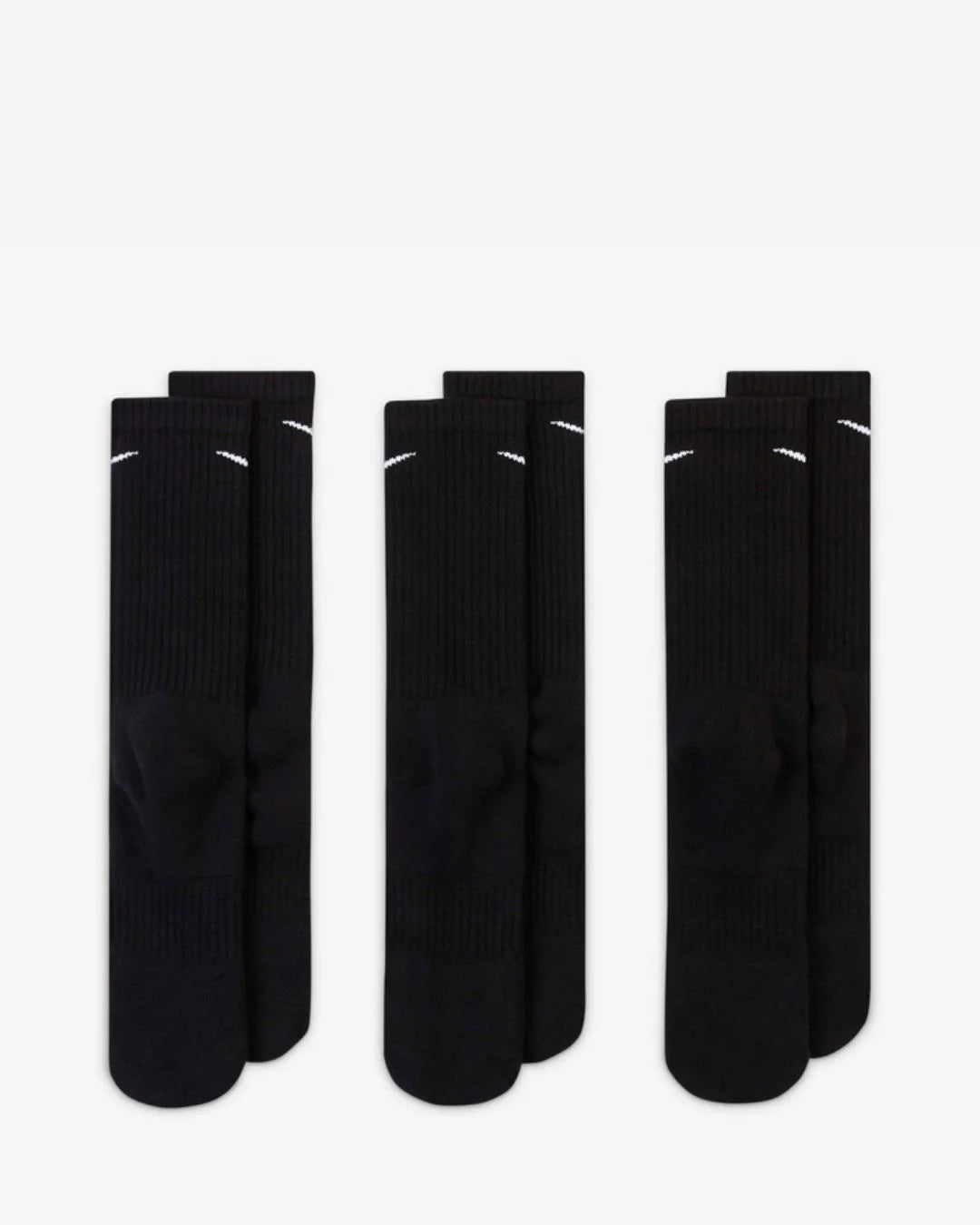NIKE Everyday Cushioned Training Crew Socks (3 Pairs) - Black/White on triQUIP Sports