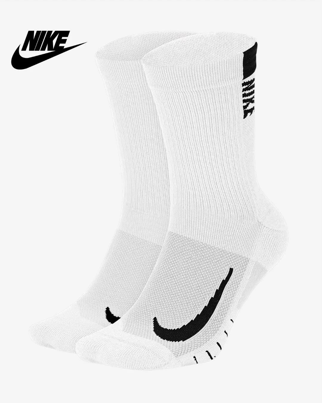 NIKE Multiplier Crew Socks - White/Black on triQUIP Sports