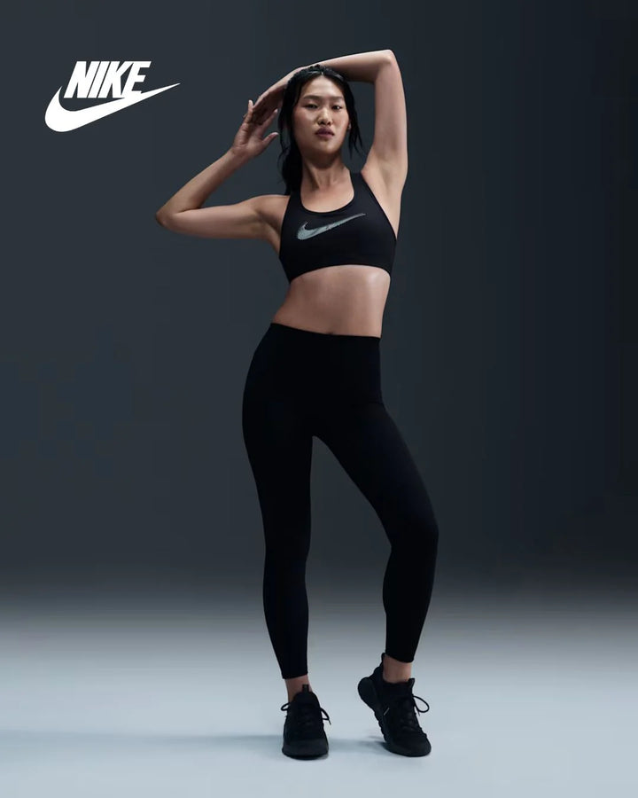 NIKE One Seamless Front High-Waisted Full-Length Women's Leggings - Black/Black