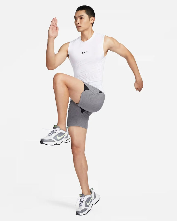 NIKE Pro Men's Dri-FIT Tight Sleeveless Fitness Top - White/Black on triQUIP Sports