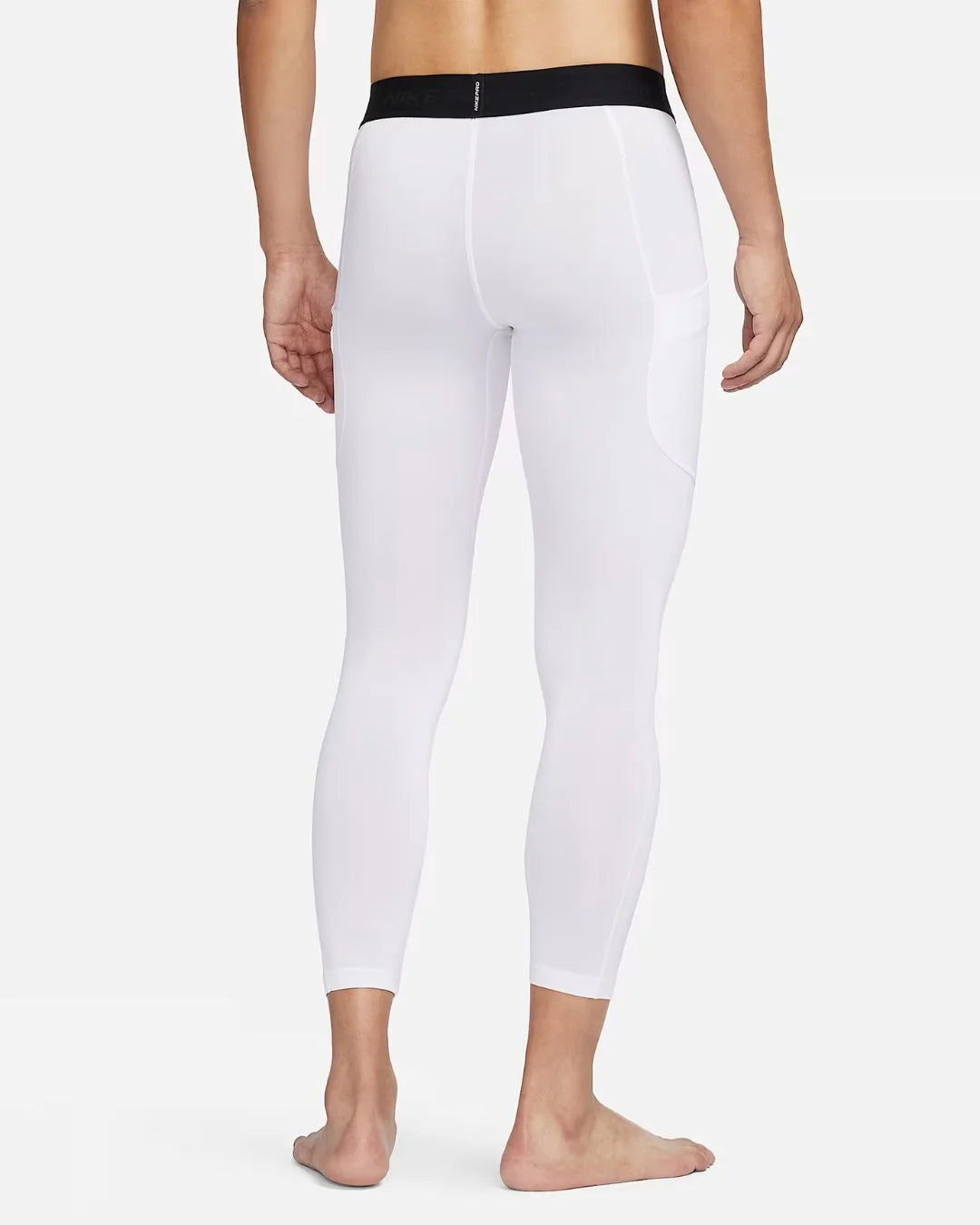 NIKE Pro Men's Dri-Fit Fitness Tights -  White/Black on triQUIP Sports