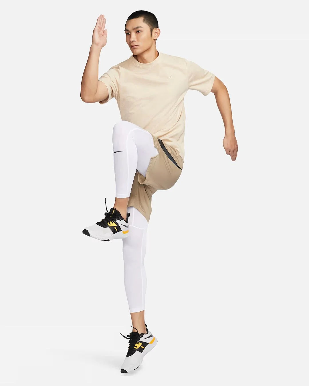 NIKE Pro Men's Dri-Fit Fitness Tights -  White/Black on triQUIP Sports