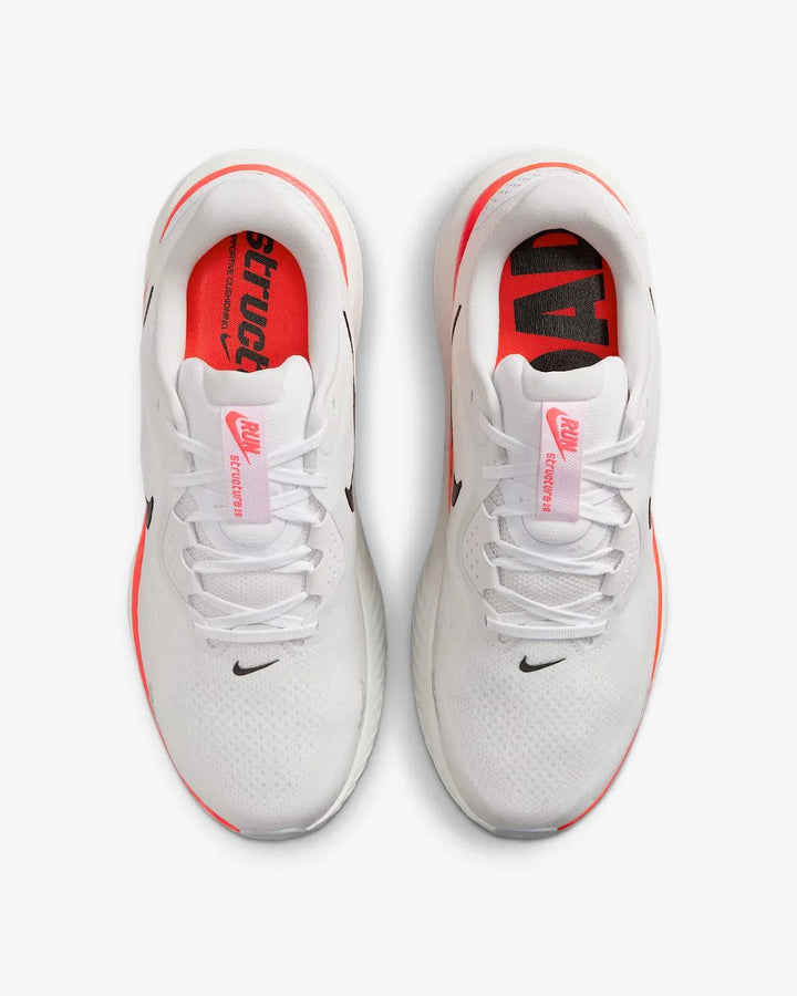 NIKE Structure 26 Men's Running Shoes - White/Bright Crimson/Photon Dust/Black on triQUIP Sports