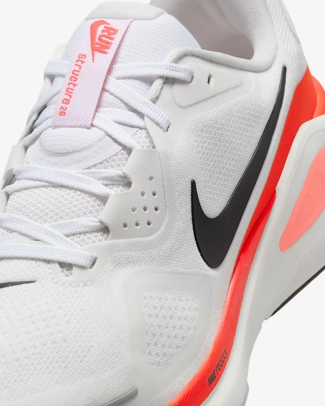 NIKE Structure 26 Men's Running Shoes - White/Bright Crimson/Photon Dust/Black on triQUIP Sports