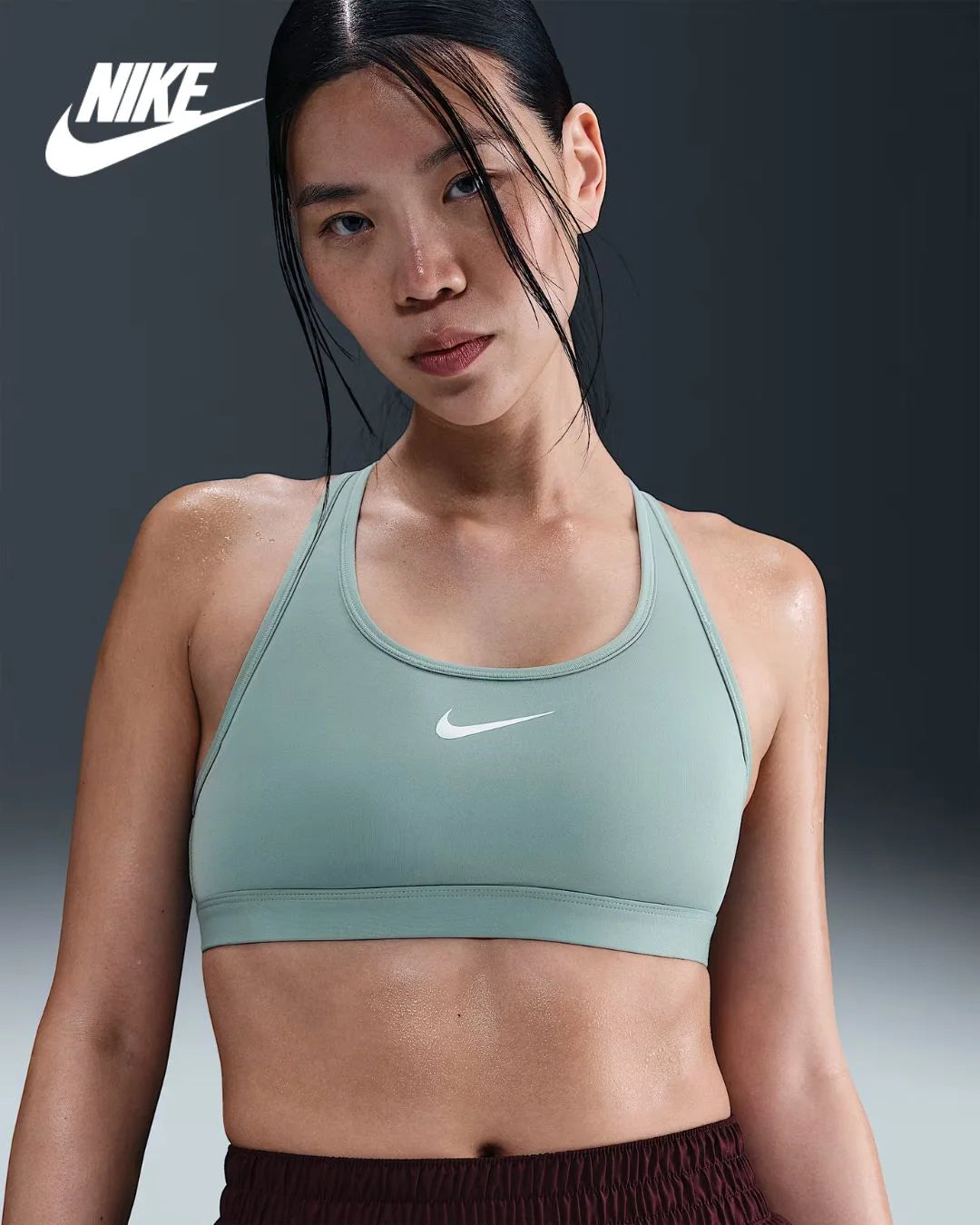 NIKE Swoosh Medium Support Women's Padded Sports Bra - Cannon/White on triQUIP Sports