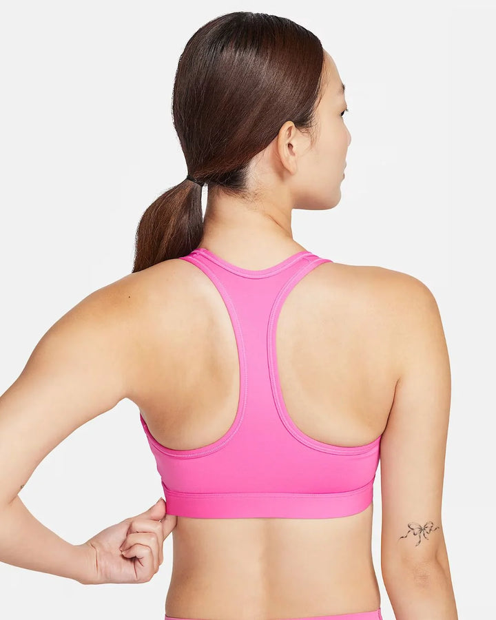 NIKE Swoosh Medium Support Women's Padded Sports Bra - Playful Pink/White on triQUIP Sports