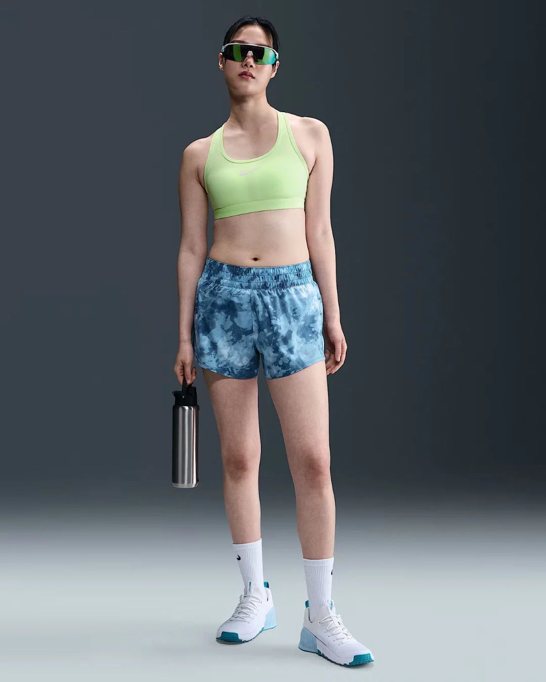 NIKE Swoosh Medium Support Women's Padded Sports Bra - Barely Volt/White on triQUIP Sports