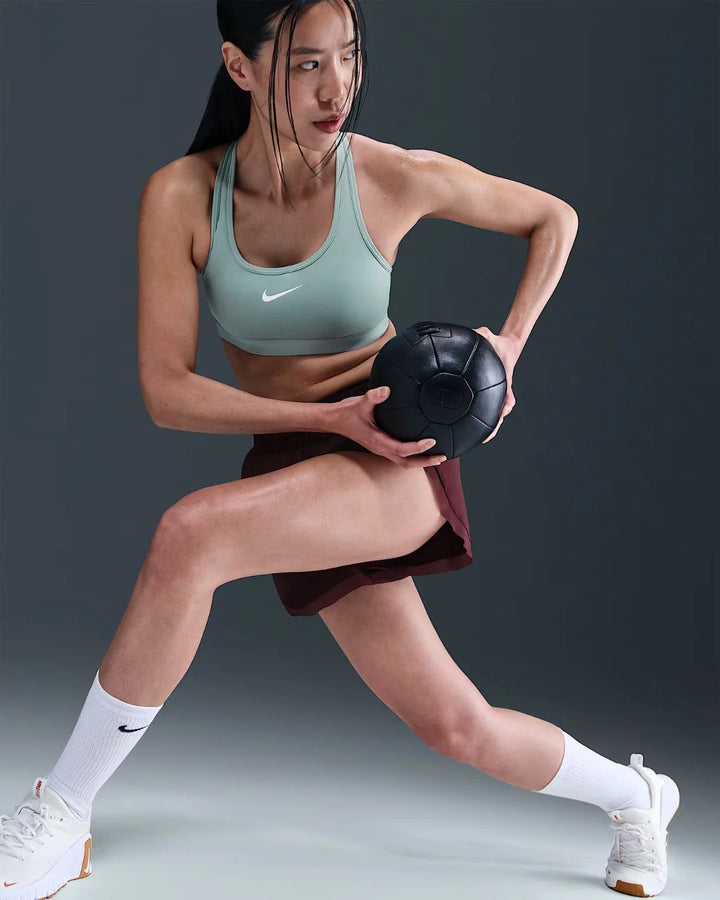 NIKE Swoosh Medium Support Women's Padded Sports Bra - Cannon/White on triQUIP Sports