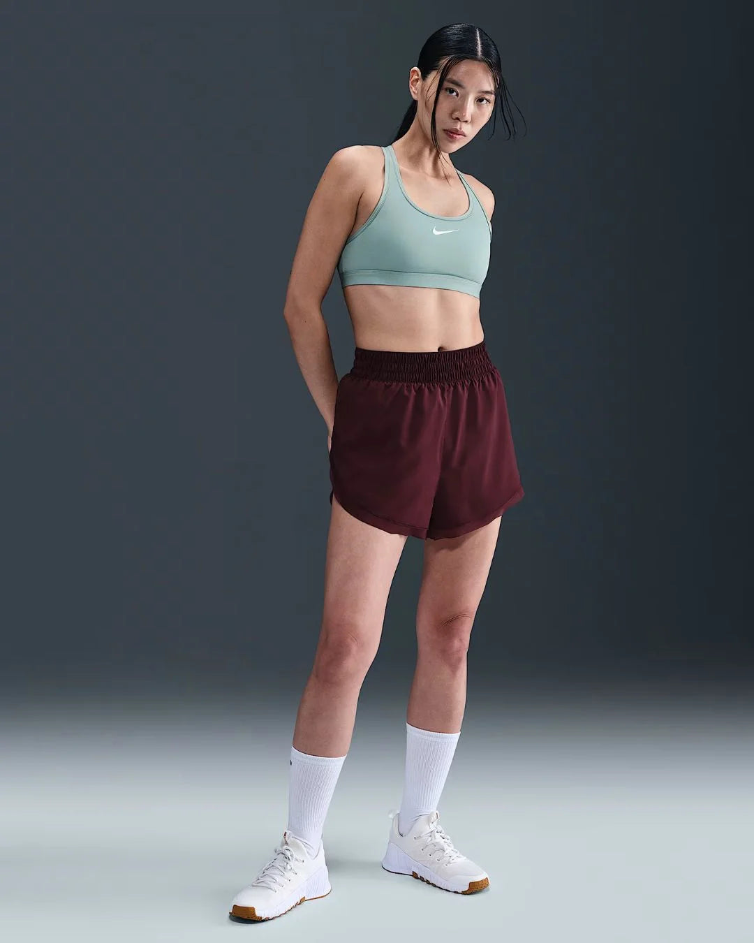 NIKE Swoosh Medium Support Women's Padded Sports Bra - Cannon/White on triQUIP Sports