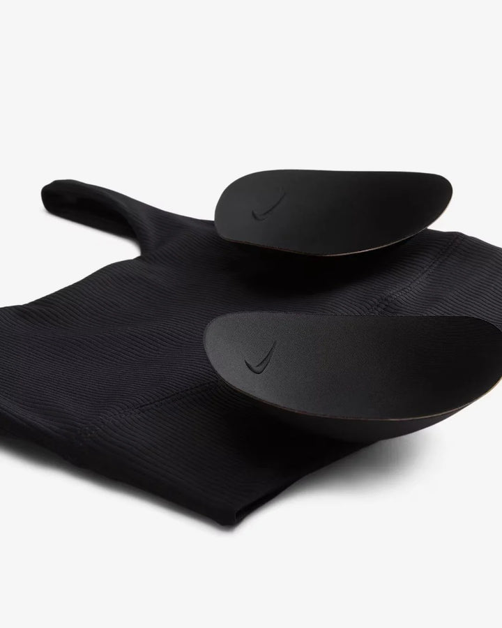 NIKE Zenvy Rib Women's Light Support Padded Longline Sports Bra - Black/Black on triQUIP Sports