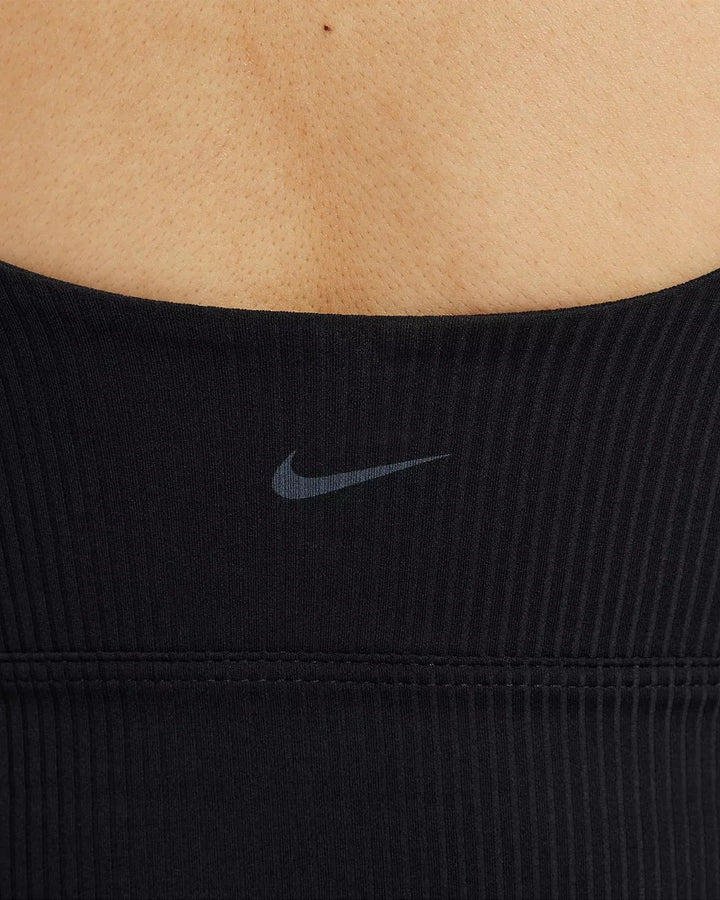 NIKE Zenvy Rib Women's Light Support Padded Longline Sports Bra - Black/Black on triQUIP Sports