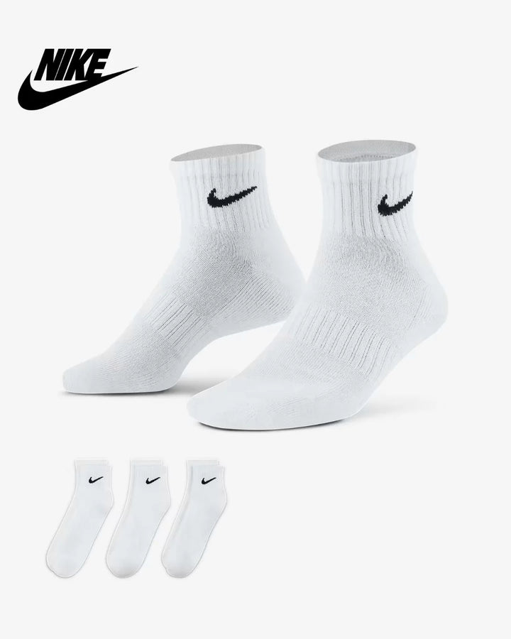NIKE Everyday Cushioned Training Ankle Socks - 3 Pairs - White/Black