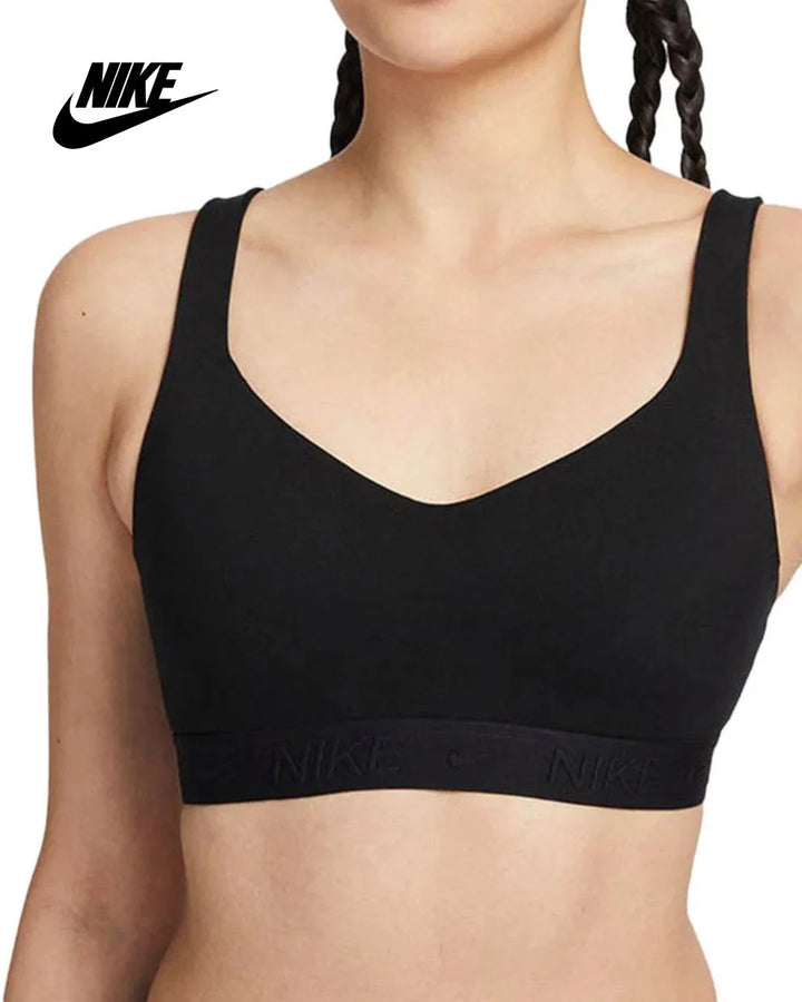 NIKE Indy High Support Women's Padded Adjustable Sports Bra - Black/Black/Black on triQUIP Sports