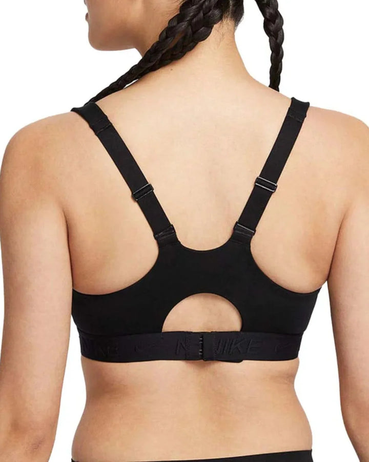 NIKE Indy High Support Women's Padded Adjustable Sports Bra - Black/Black/Black on triQUIP Sports