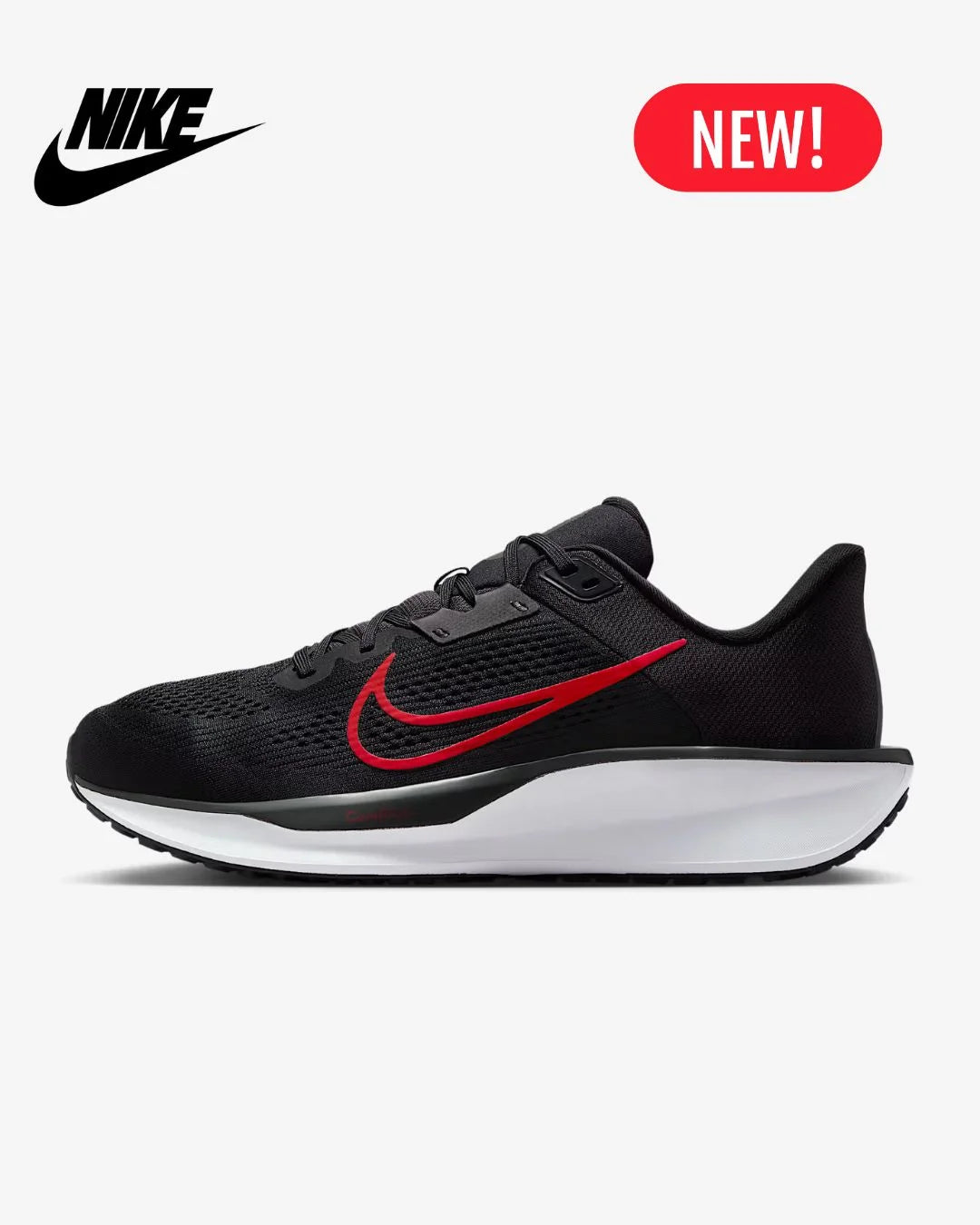 NIKE Quest Men's Road Running Shoes Black/White/University Red