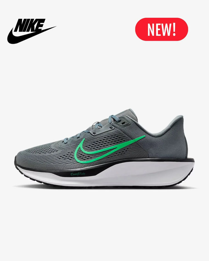 NIKE Quest 6 Men's Road Running Shoes - Smoke Grey/Black/White/Green Shock