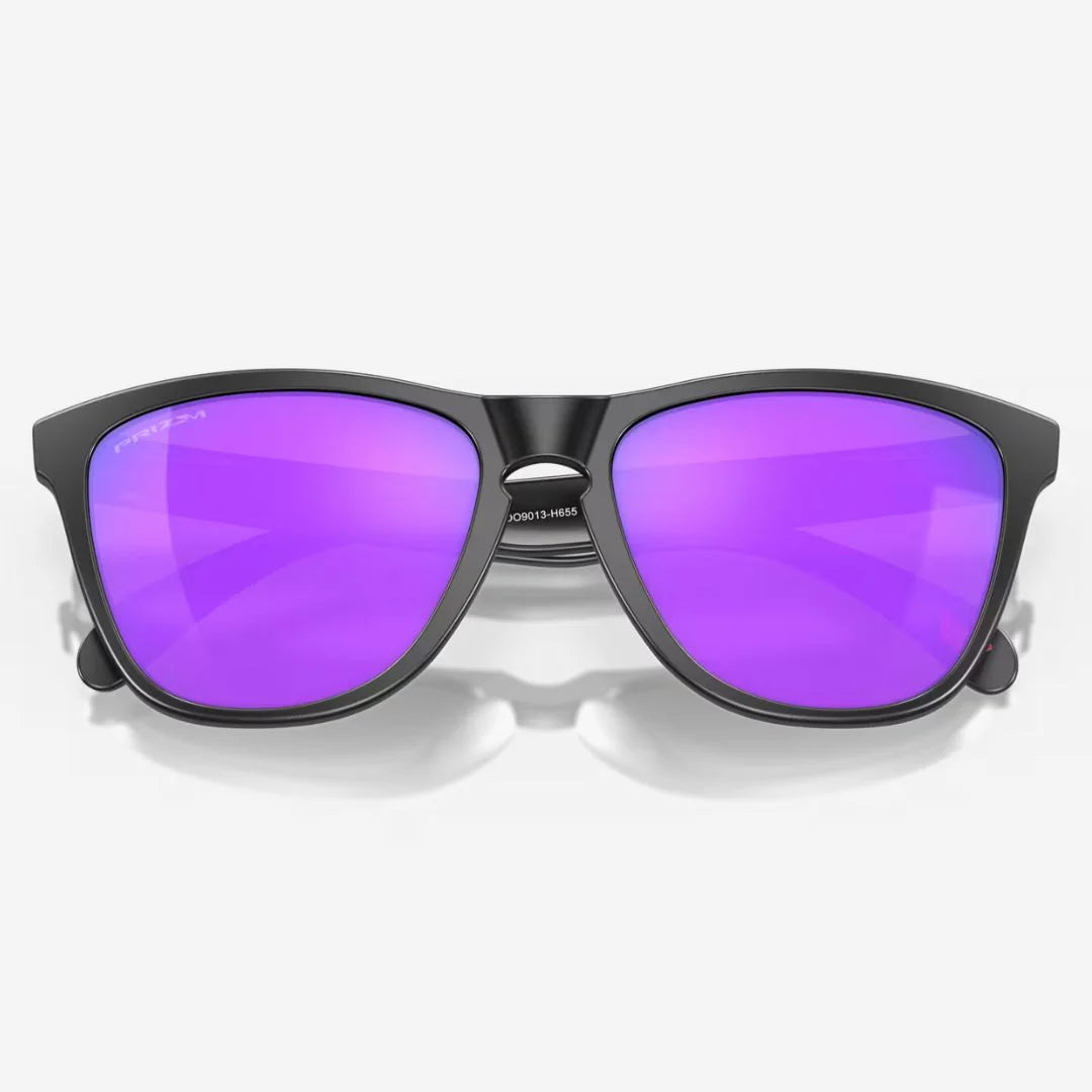 OAKLEY Frogskins™ Sunglasses - Prizm Violet Lenses, Matte Black Frame on triQUIP Sports