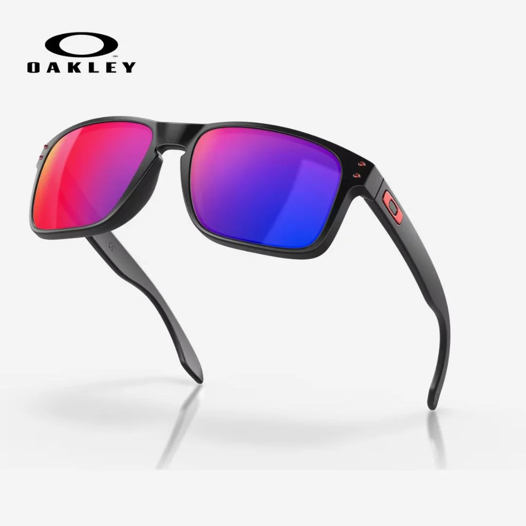 OAKLEY Holbrook™ Sunglasses - Red Iridium Lenses, Matte Black Frame on triQUIP Sports