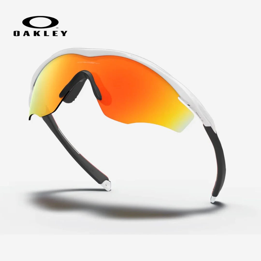 OAKLEY M2 Frame XL Sunglasses - Fire Iridium Lenses,  Polished White Frame on triQUIP Sports