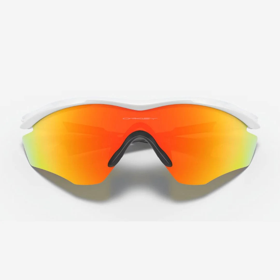 OAKLEY M2 Frame XL Sunglasses - Fire Iridium Lenses,  Polished White Frame on triQUIP Sports