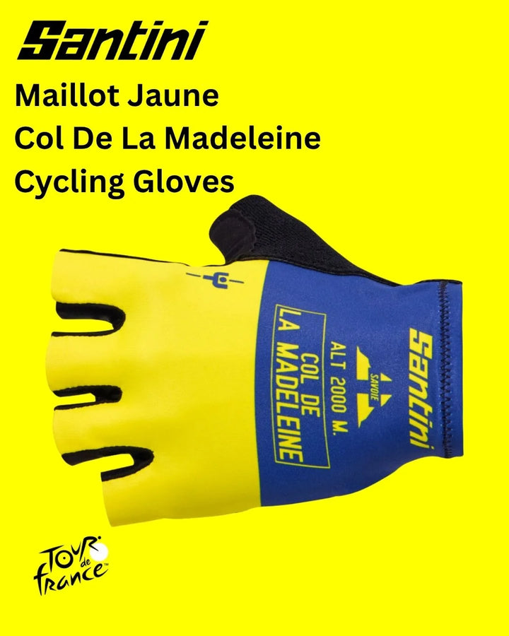 SANTINI Maillot Jaune Col de la Madeleine Cycling Gloves on triQUIP Sports