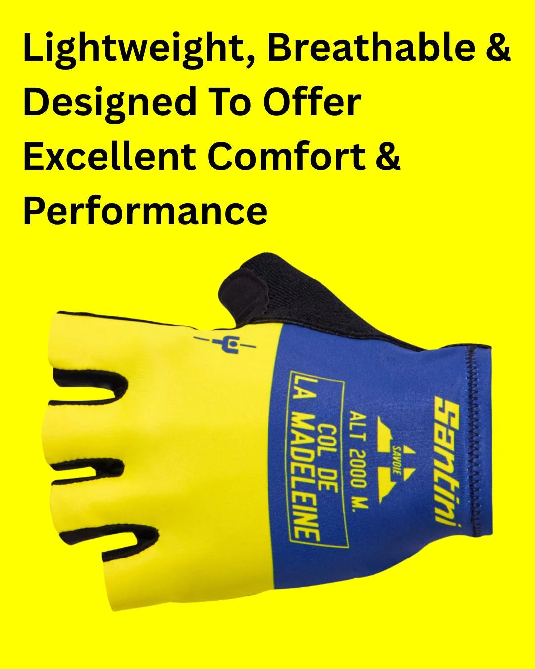 SANTINI Maillot Jaune Col de la Madeleine Cycling Gloves on triQUIP Sports