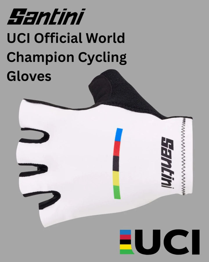 SANTINI UCI Official World Champion Cycling Gloves on triQUIP Sports