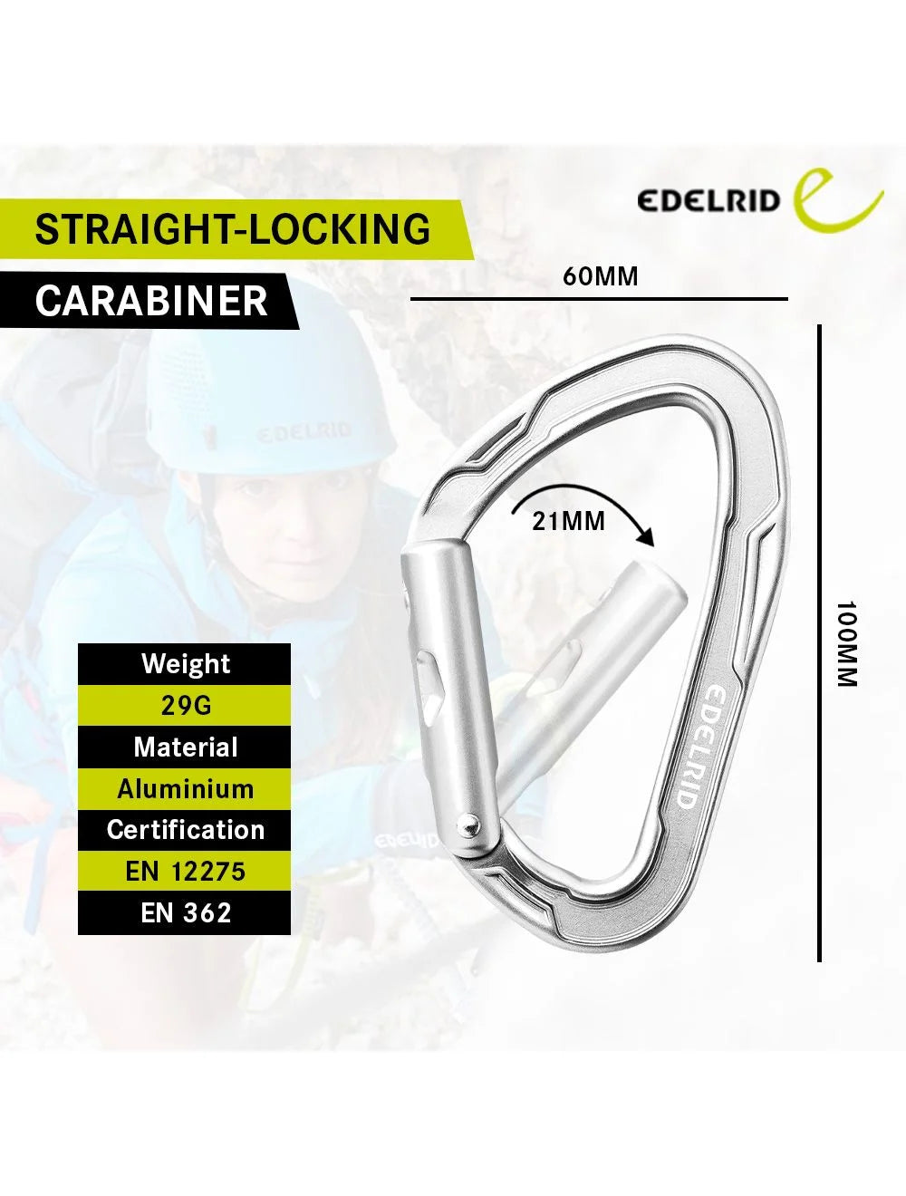 Edelrid Mission Straight Carabiner on triQUIP Sports